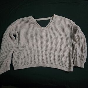 Pink Republic Cream Textured V-Neck Sweater